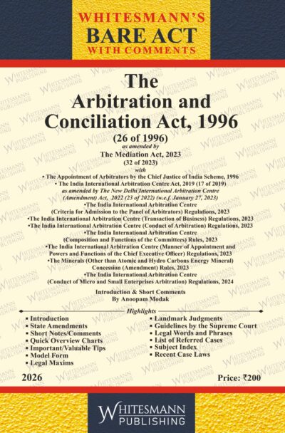 The Arbitration and Conciliation Act, 1996 Bare Act English Edition 2026