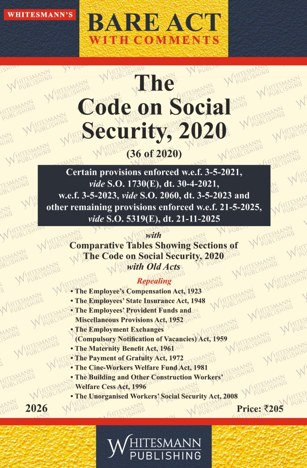 The Code On Social Security,2020 Bare Act English,1st Edition 2026 ...