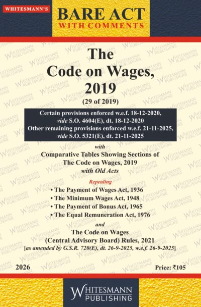 The Code On Wages,2019 Bare Act English,1st Edition 2026