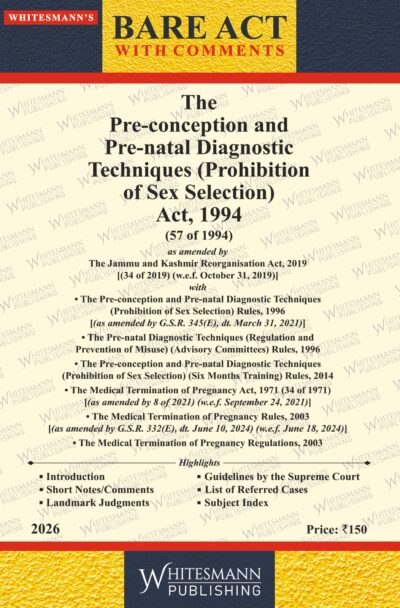The Pre-conception and Pre-natal Diagnostic Techniques (Prohibition of Sex Selection) Act,1994 Bare Act English Edition 2026